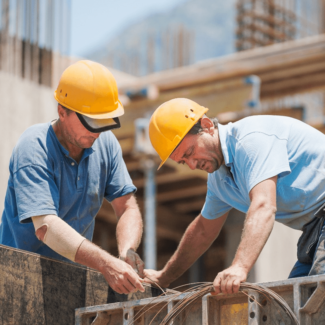 Construction workers in safety gear